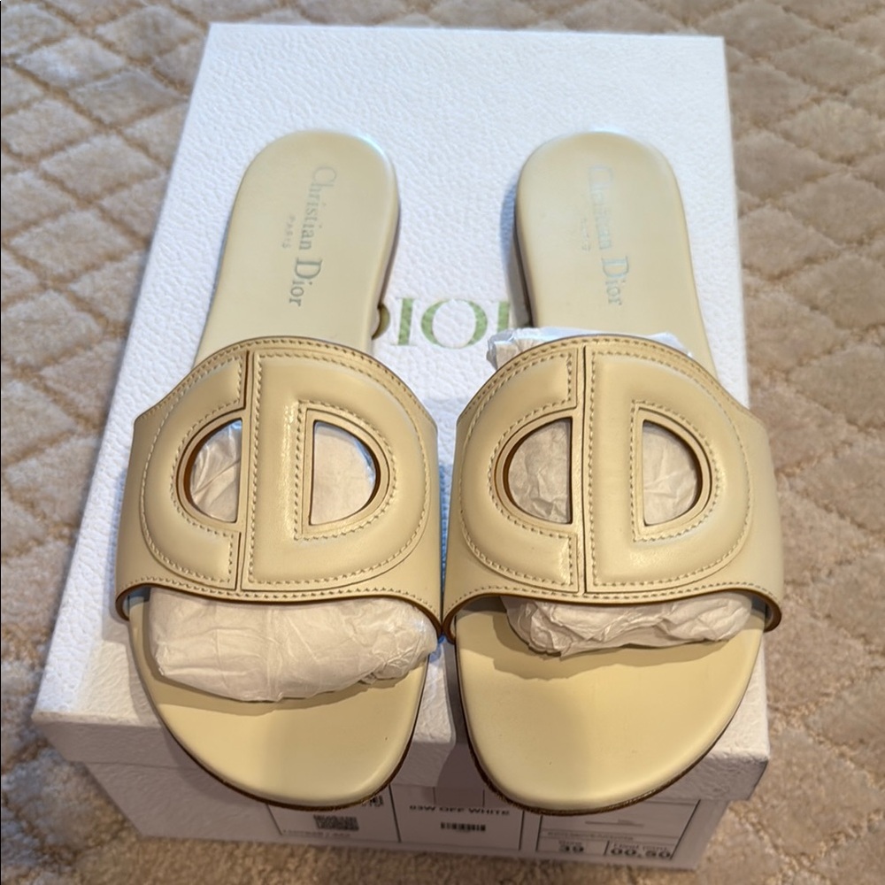 Dior Cream Sandals with Monogram Design